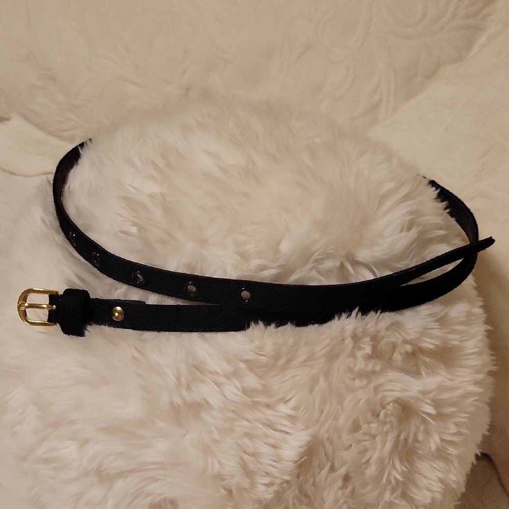 Black Skinny Belt with Gold Buckle